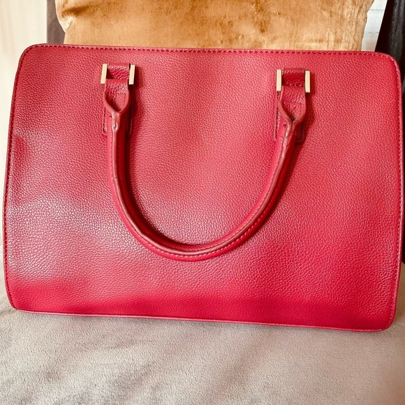 Guess Red Structured Satchel Gold Detail  Hardware - Crossbody Bag - Picture 3 of 6